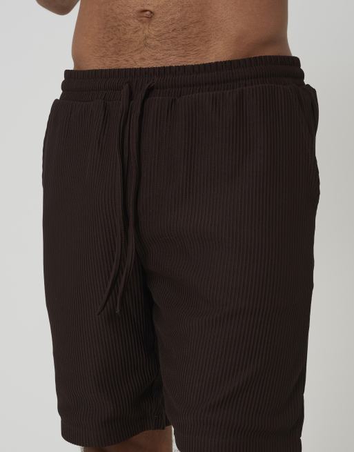 Brave Soul - Pantaloncini color cioccolato a pieghe, 4 di 4