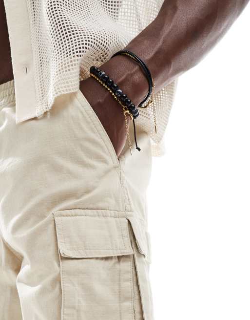 Brave Soul - Pantaloncini color pietra in misto cotone con tasche, 3 di 5