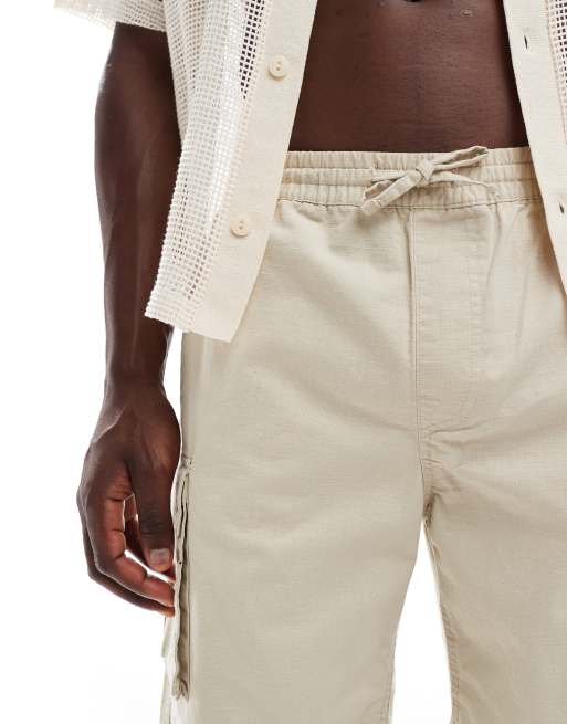 Brave Soul - Pantaloncini color pietra in misto cotone con tasche, 5 di 5