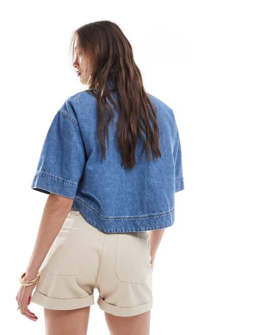 Brave Soul - Pantaloncini color pietra in misto cotone con tasche, 4 di 5