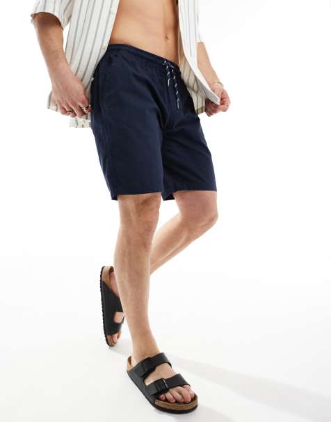Brave Soul - Pantaloncini in cotone leggero blu navy con vita elasticizzata - view 1