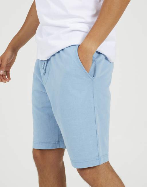 Brave Soul - Pantaloncini in jersey di cotone elasticizzato azzurri, 4 di 4