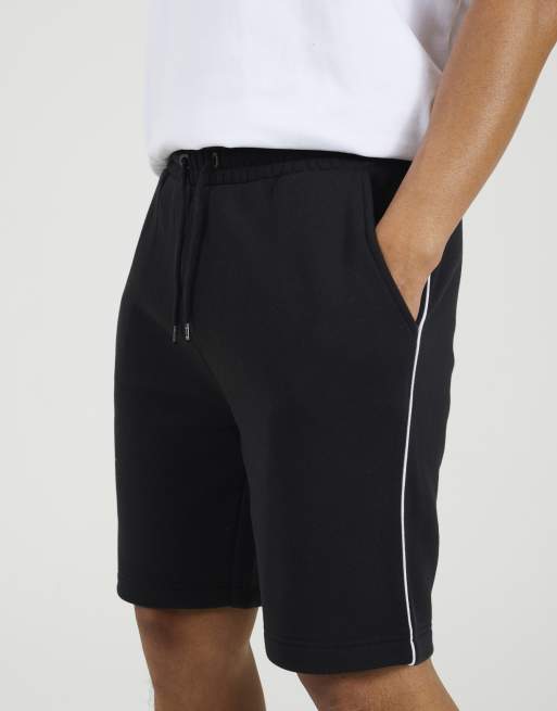 Brave Soul - Pantaloncini in jersey neri con righe laterali e coulisse, 4 di 4