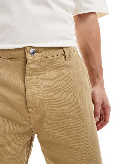 Brave Soul - Pantaloncini in twill di cotone color pietra, 3 di 5
