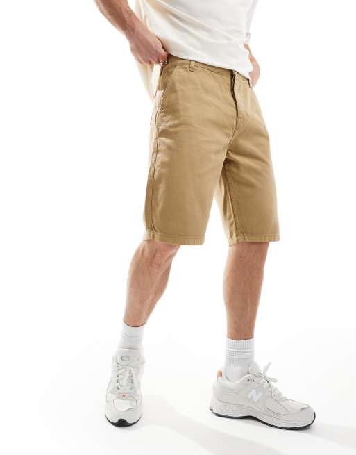 Brave Soul - Pantaloncini in twill di cotone color pietra, 4 di 5