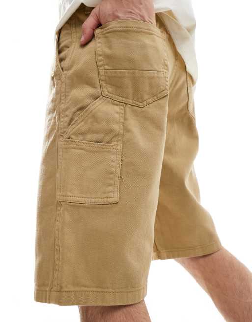Brave Soul - Pantaloncini in twill di cotone color pietra, 5 di 5