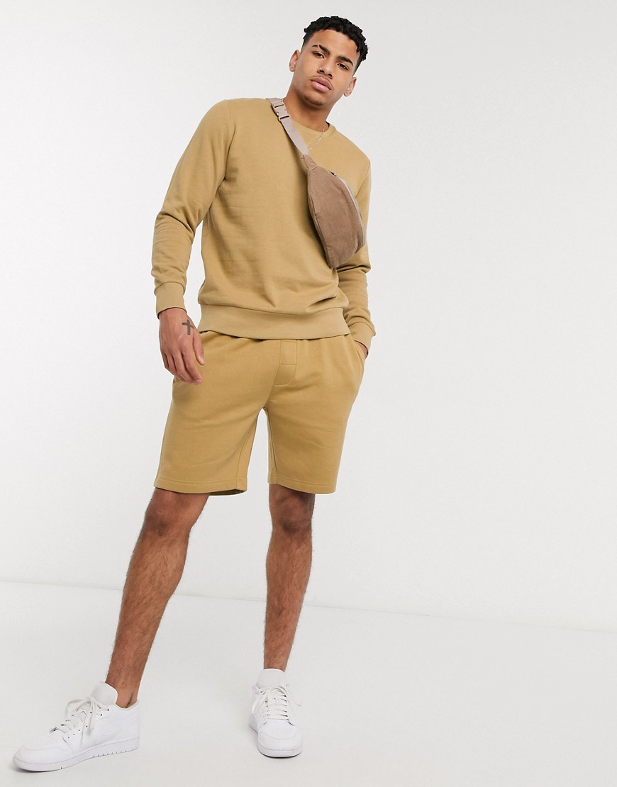 Brave Soul - Pantaloncini mix and match basic in jersey color cuoio