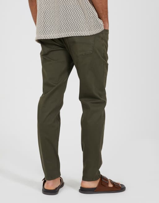 Brave Soul - Pantalones chinos caquis de sarga de algodón, 2 de 4