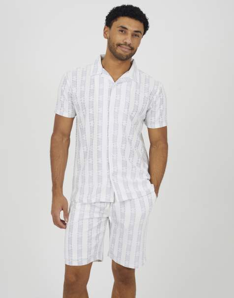 Brave Soul - Pantalones cortos a rayas blancas con estampado gráfico - view 1
