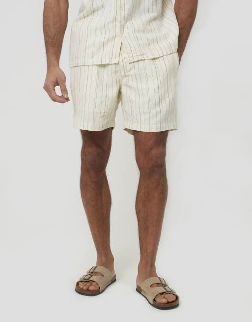 Brave Soul - Pantalones cortos color crema a rayas