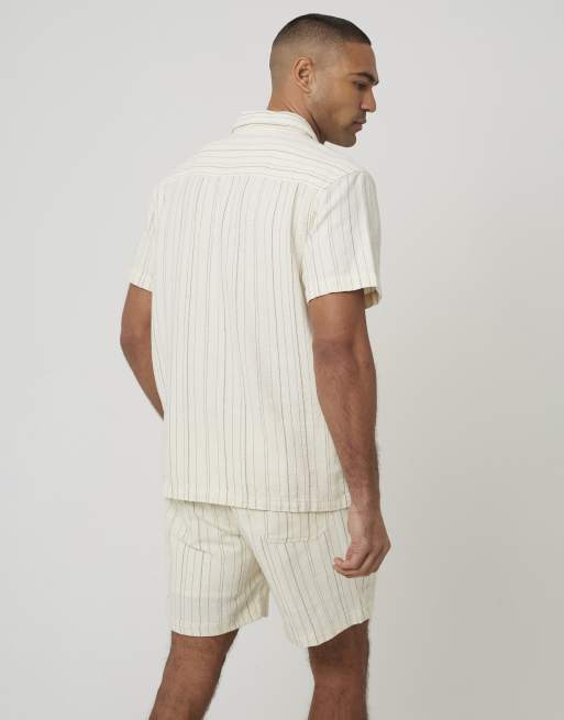 Brave Soul - Pantalones cortos color crema a rayas, 2 de 4