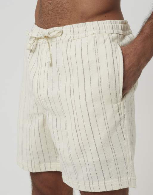 Brave Soul - Pantalones cortos color crema a rayas, 4 de 4