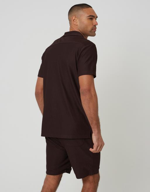 Brave Soul - Pantalones cortos marrón chocolate plisados, 2 de 4