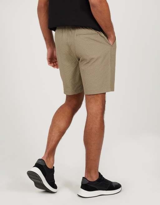 Brave Soul - Pantalones cortos marrón topo con cordón ajustable de sirsaca texturizada, 2 de 4