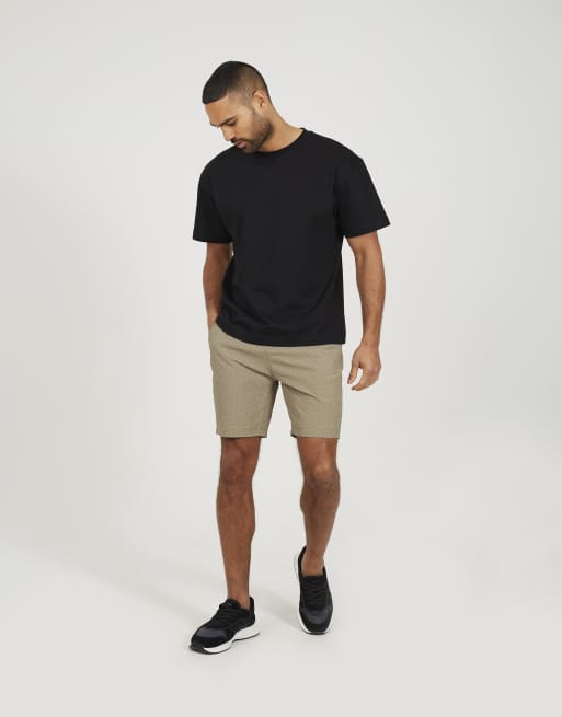 Brave Soul - Pantalones cortos marrón topo con cordón ajustable de sirsaca texturizada, 3 de 4
