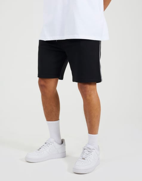 Brave Soul - Pantalones cortos negros con cordón ajustable y raya lateral de punto liso - view 1