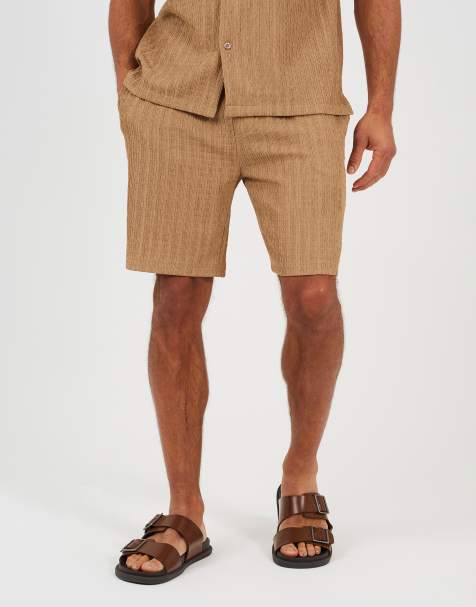 Brave Soul - Pantalones cortos tostados con cordón ajustable de tejido texturizado - view 1