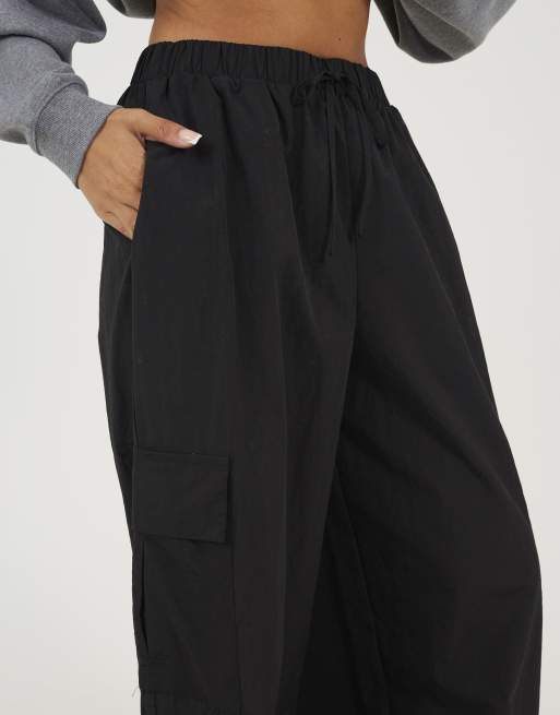 Brave Soul - Pantaloni ampi cargo neri con tasche, 4 di 4