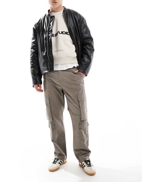 Brave Soul - Pantaloni cargo ampi multitasche color tortora - view 1