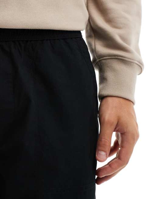 Brave Soul - Pantaloni cargo ampi neri con coulisse sulla caviglia, 5 di 5