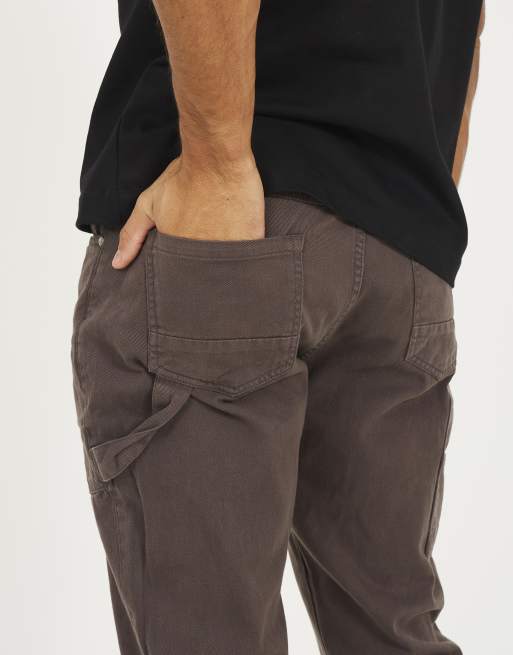 Brave Soul - Pantaloni in twill di cotone grigio scuro con fondo grezzo, 4 di 4