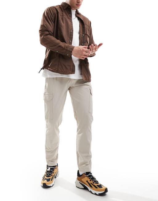 Brave Soul - Pantaloni slim cargo in tessuto ripstop color pietra