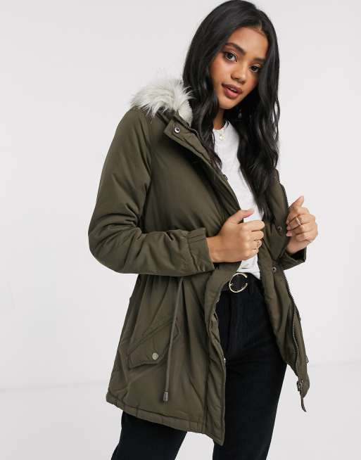 Brave Soul parka jacket in khaki