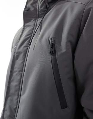 Brave Soul Parka Jacket With Hood And Concealed Zip In Black