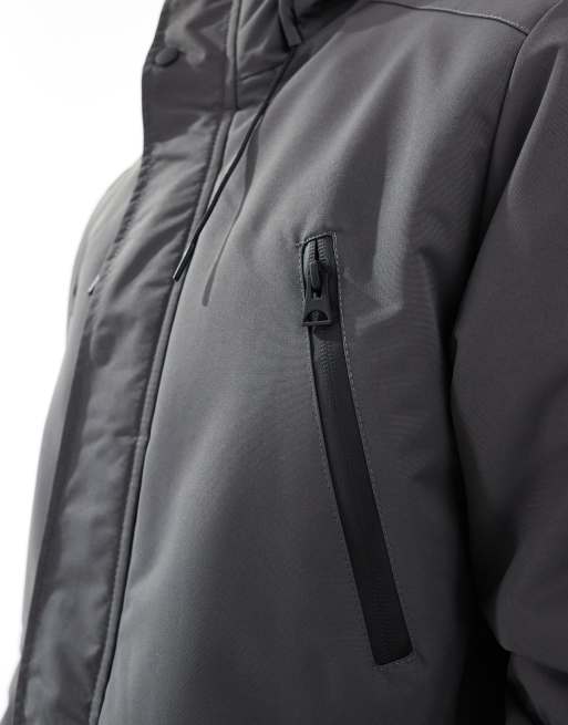 Brave Soul - Parka jas met capuchon en verborgen ritssluiting in grijs, 2 van 4