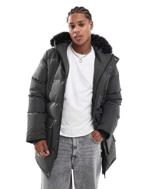 Brave Soul - Parka rembourrée avec capuche en fausse fourrure - Gris anthracite - view 1