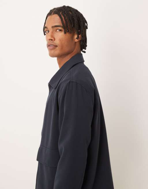 Brave Soul Patch pocket harrington jacket in navy, 4 of 5