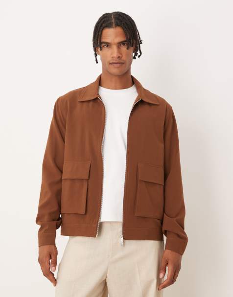 Brave Soul Patch pocket harrington jacket in tan - view 1