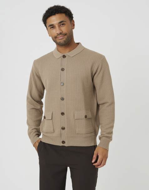 Brave Soul Patch pocket knitted cardigan in beige - view 1