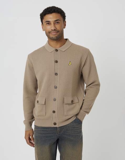 Brave Soul Patch pocket knitted cardigan in beige - view 1