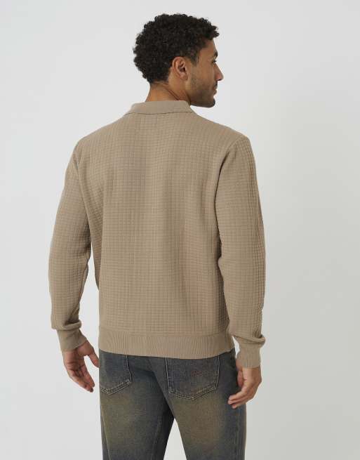 Brave Soul Patch pocket knitted cardigan in beige, 2 of 4