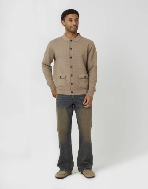 Brave Soul Patch pocket knitted cardigan in beige, 3 of 4