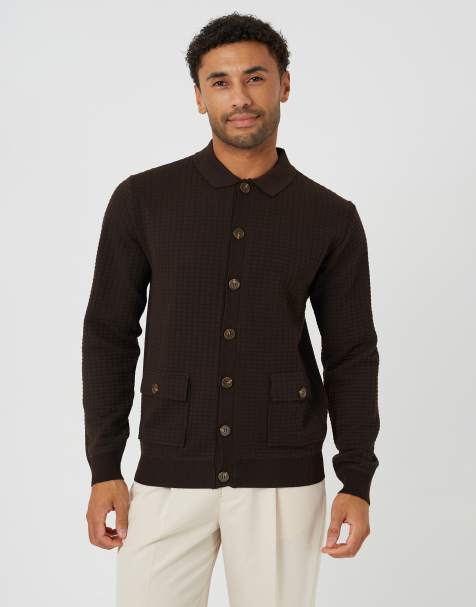 Brave Soul Patch pocket knitted cardigan in chocolate - view 1
