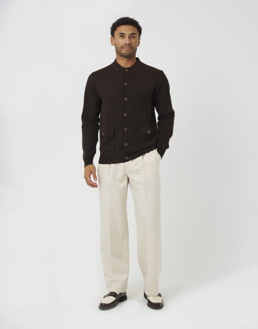 Brave Soul Patch pocket knitted cardigan in chocolate, 3 of 4