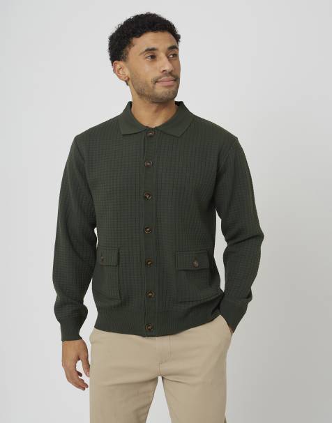 Brave Soul Patch pocket knitted cardigan in khaki - view 1