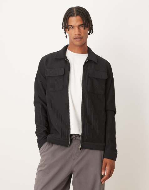 Brave Soul Patch pocket shacket in black - view 1