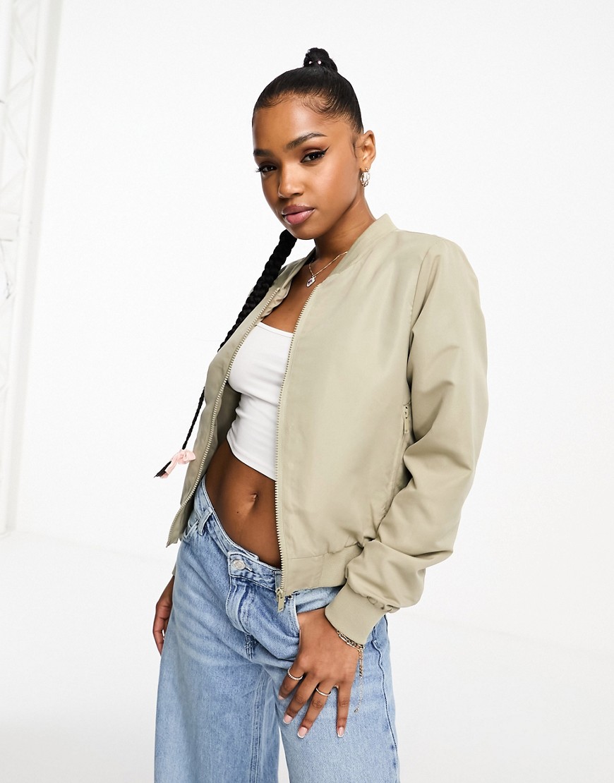 Brave Soul peached bomber jacket in sage-Green