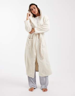 Brave Soul - Peignoir long duveteux - Crème-Blanc