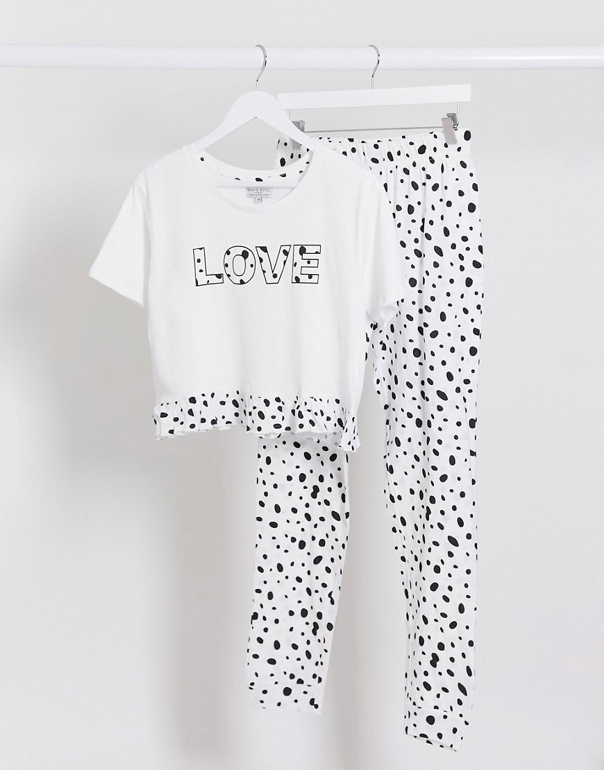 Brave Soul – Penny – Pyjamas med dalmatinermönstrade byxor-Flerfärgad