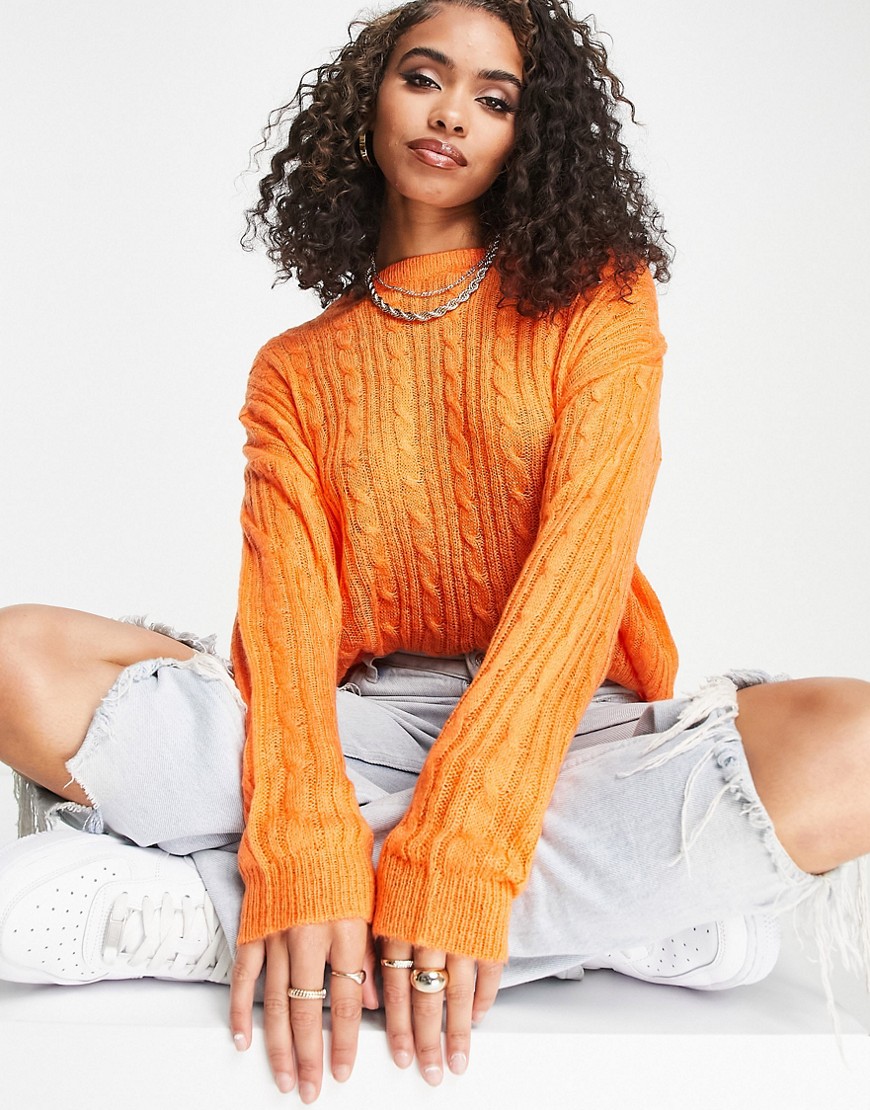 Brave Soul penton fine knit sweater in orange