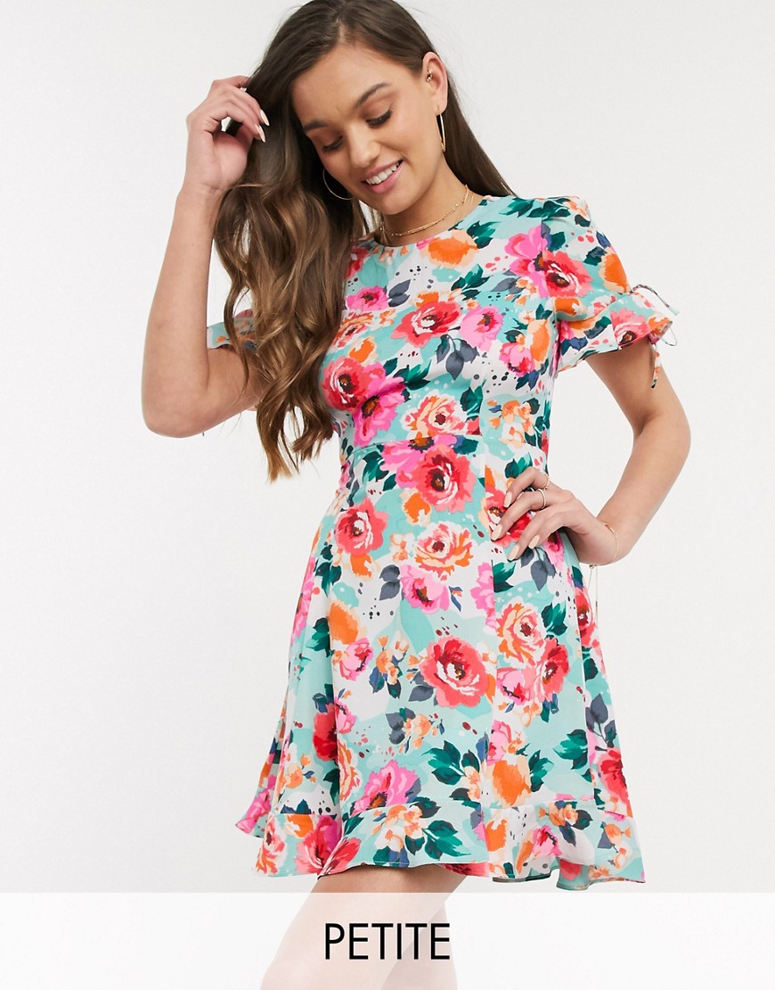 Brave Soul Petite - bimba - mini-jurk met volant langs de zoom en bloemenprint-multi