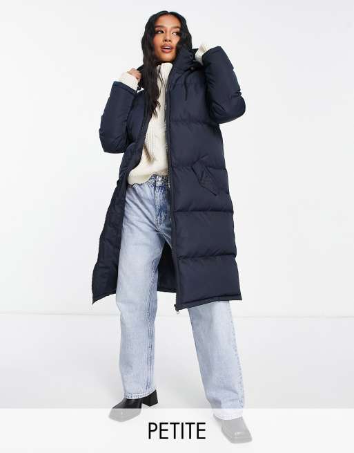 Navy longline store puffer jacket