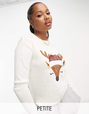 Brave Soul Petite deer christmas jumper in cream - ASOS Price Checker