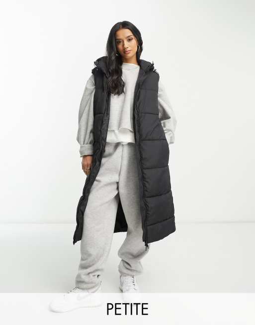 Brave Soul Petite - Denmark - Gewatteerde maxi-bodywarmer in zwart