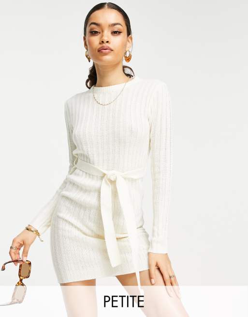 Brave Soul Petite Edison waist tie knitted dress