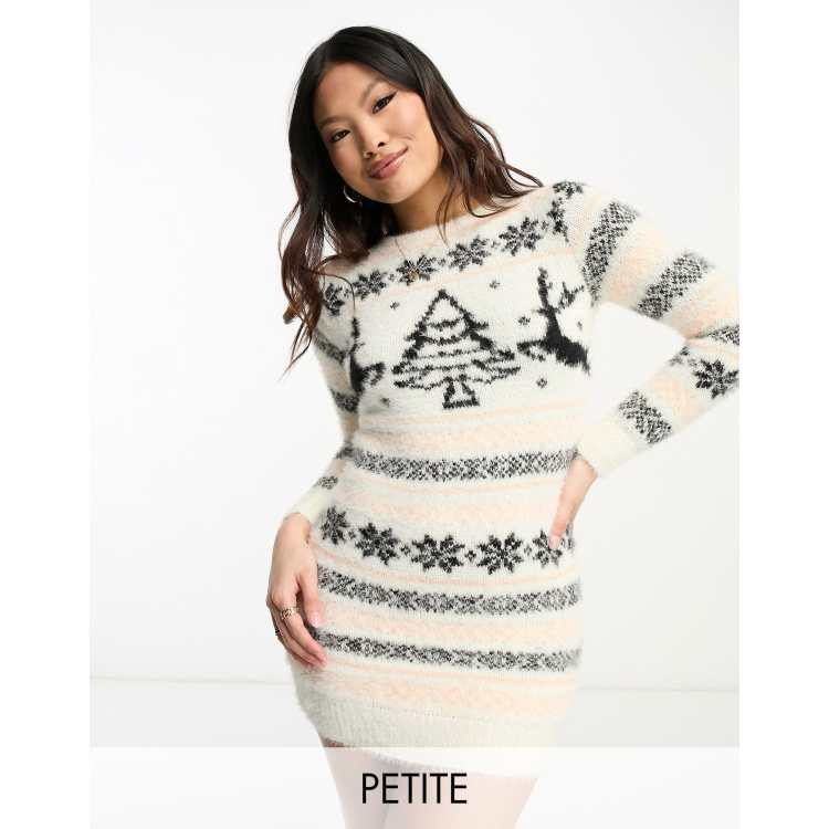 Brave Soul Petite fairisle christmas sweater dress ASOS